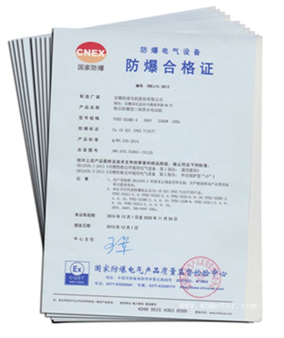 皖南電機(jī):YFB2粉塵防爆電機(jī)防爆合格證 皖南電機(jī):YFB2粉塵防爆電機(jī)防爆合格證